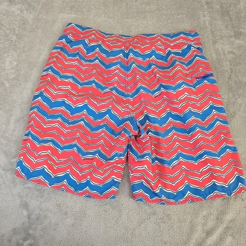 Vineyard‎ Vines Board Shorts Mens 34 Blue Pink Stripe Swim Tie Pockets Beach